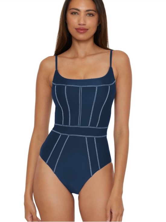 BECCA Other - Becca Color Sheen Corset Stitch One Piece Swimsuit Blue Size S NWT